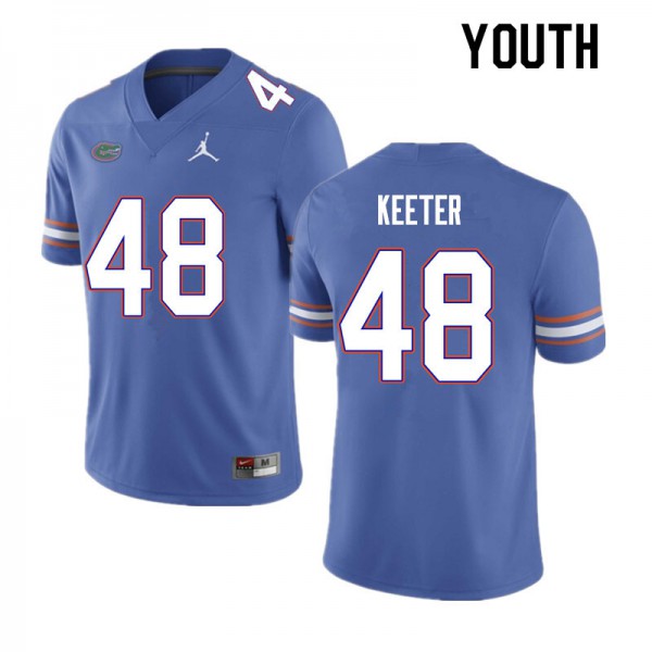 Youth #48 Noah Keeter Florida Gators College Football Jerseys Blue